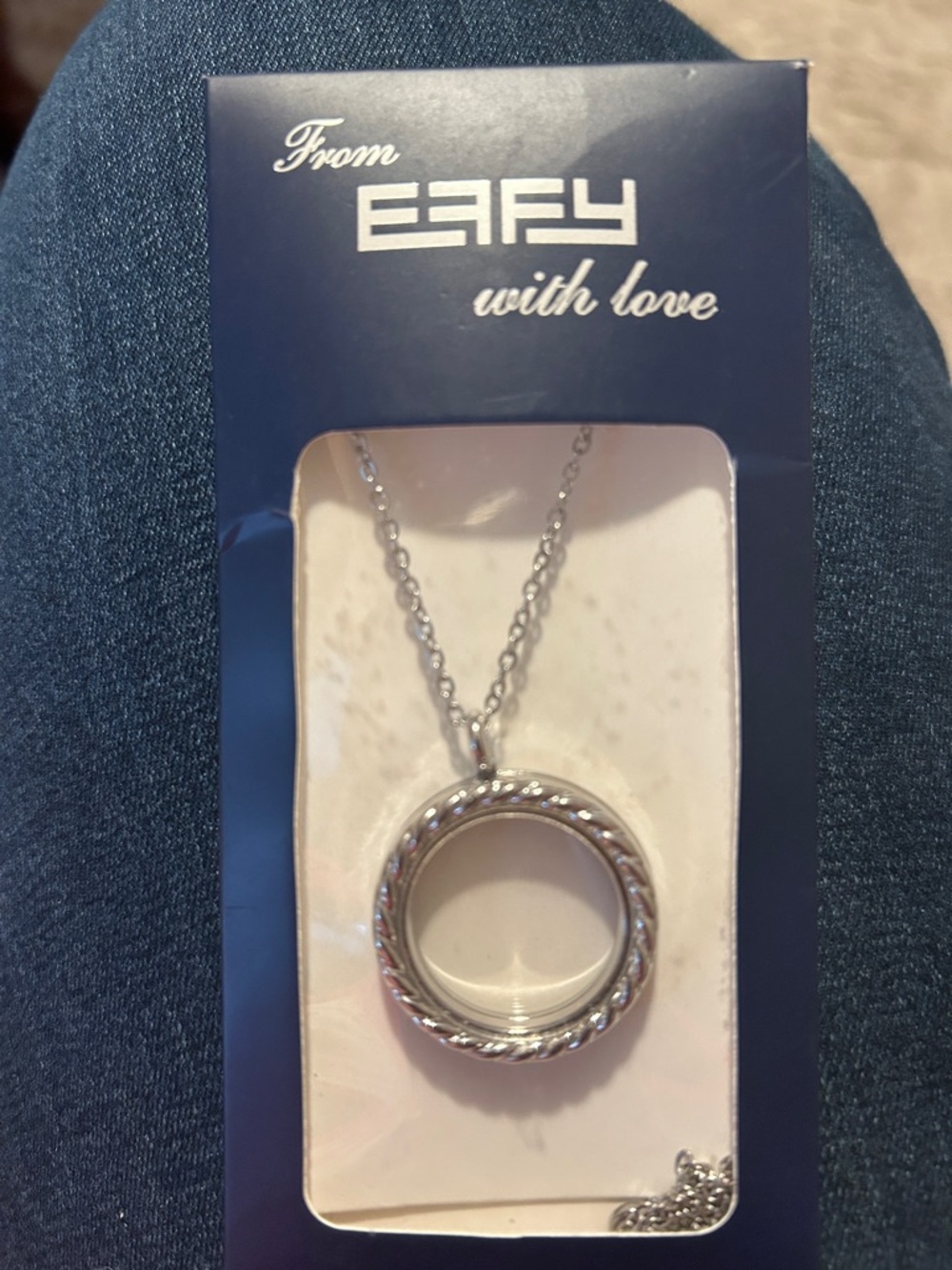 Effy charm holder locket Silver Rope-Edge Pendant Necklace